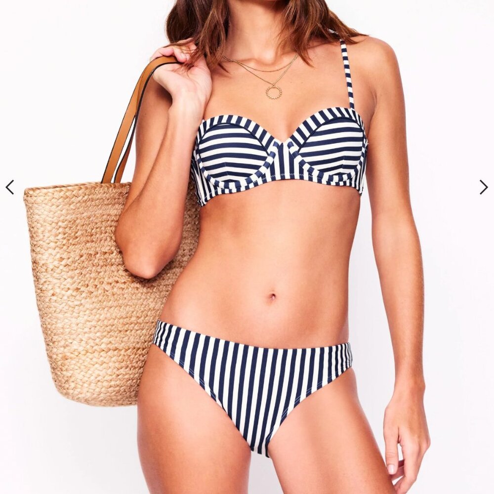 Boden Classic Bikini Bottoms Navy/Ivory Stripe